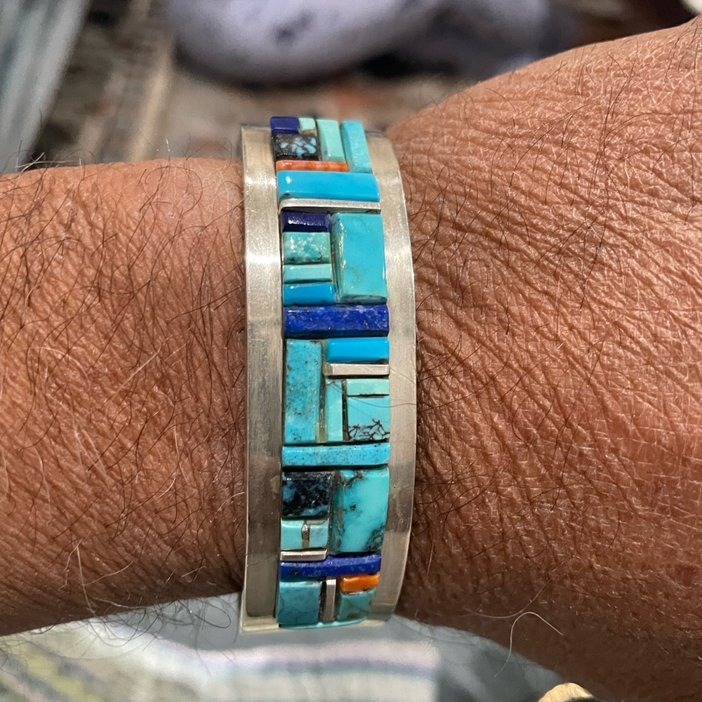 Vintagee navajo cuff bracelet signed sterling  will fit wrist 7.5 to 8